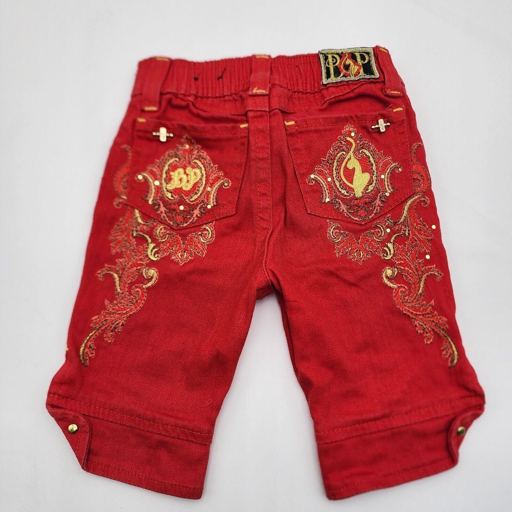 Baby‎ Phat Capri Stretch Pants Red Gold Canary SIZE 3T Girls Toddler